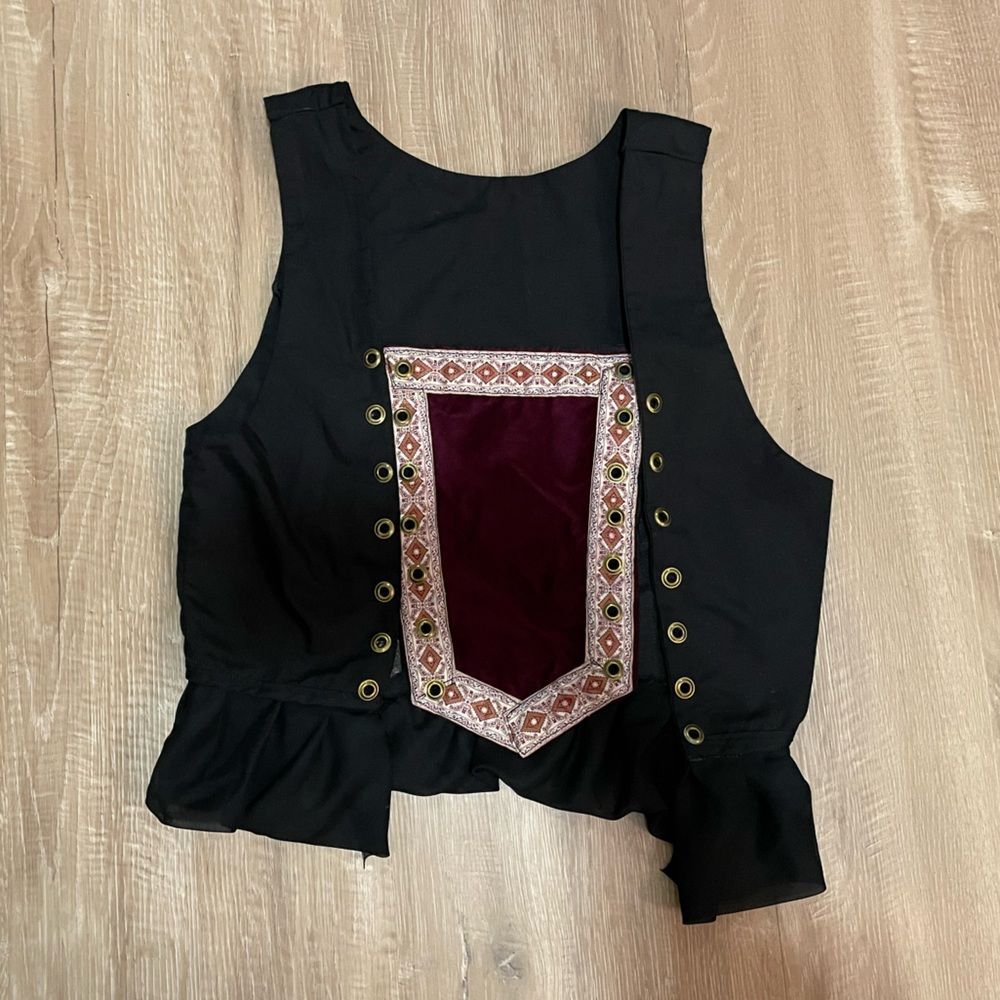 Womens Renaissance Dress -  Bodice & Skirt Black & Burgundy - One Size Fits Most